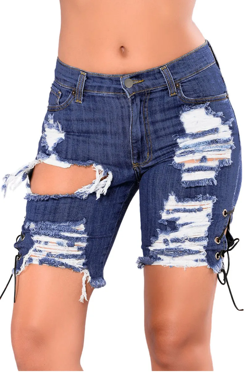 SEBOWEL Distressed Broken Holes Denim 