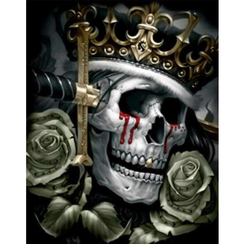 

5D Diamond Embroidery Skeleton Rose DIY Diamond Painting Cross Stitch Full Square Diamond Mosaic Rhinestone Decor Painting FZ510