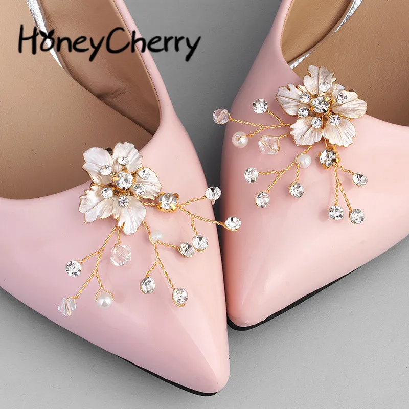 

New Simple Bride Wedding Jewelry In Europe And America Water Diamond Pearl Shoe Button Accessories