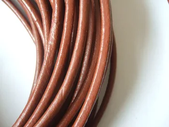 

5 Meters Bright Brown 5mm Round Real Leather Cord String Lace Thong Necklace & Jewellery Making