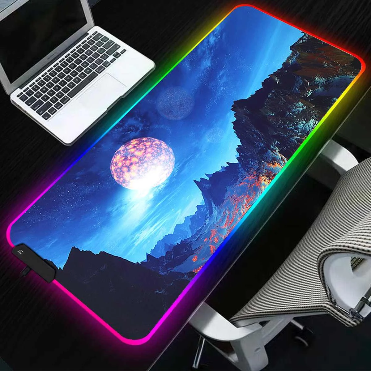 Цветная(RGB) светодиодный большой игровой Мышь Pad компьютерный геймер USB проводной светодиодный освещение Красочный Световой Non-slip Мышь коврик стол коврик для мыши коврик