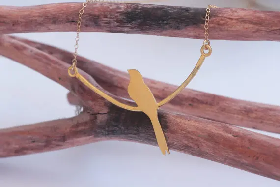 

Трендовая Персонализированная птица кулон золотой серебряный цвет Птица на ветке ювелирные изделия массивное ожерелье