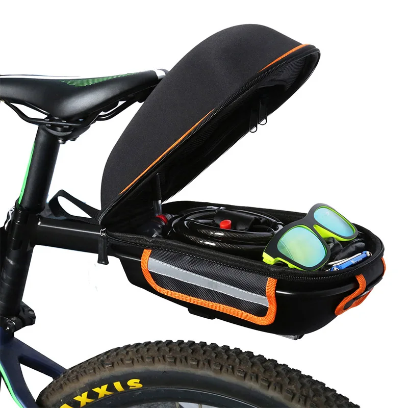 Велосипедная сумка на заднюю стойку, водонепроницаемая велосипедная полка, прочная жесткая оболочка для езды на велосипеде, сумка-карго, принадлежности для велосипедного седла - Цвет: Черный