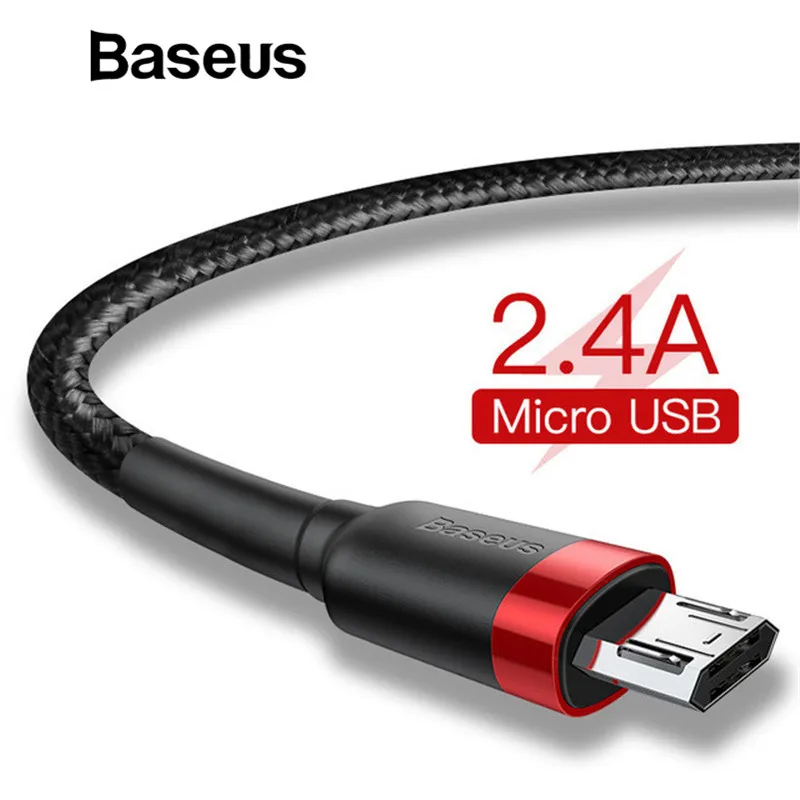 Baseus 1m 2m Micro USB Cable for Xiaomi Redmi Note 5 Pro 4 Reversible Micro USB Charger Data Cable for Samsung S7 Mobile Phone