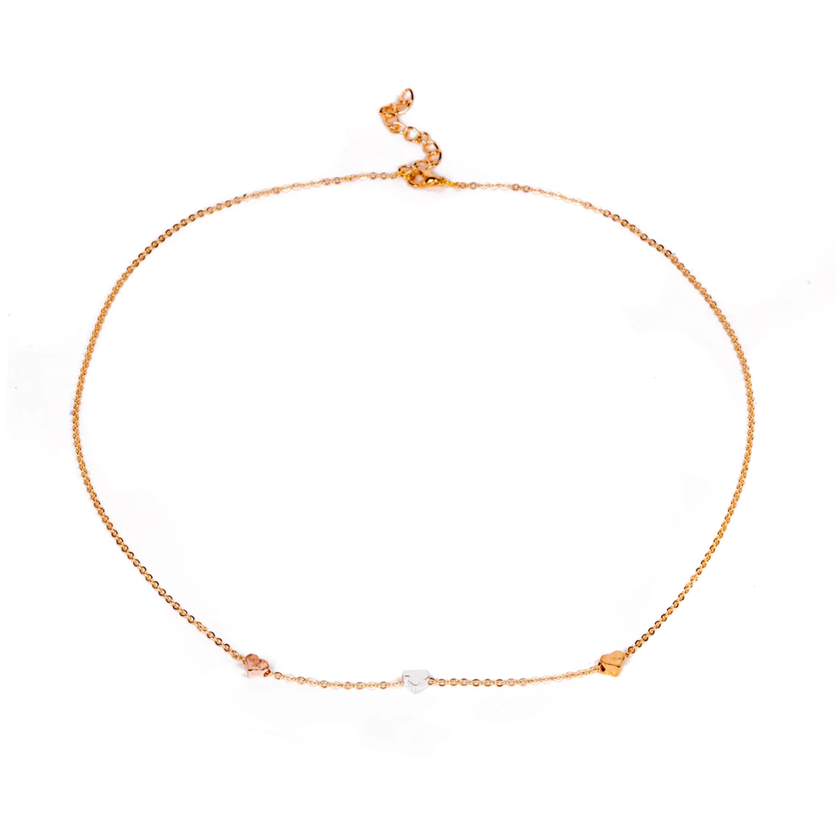 Fashion Women's 3Color Chian Three Hearts Pendant Simple Necklace Dress Gift