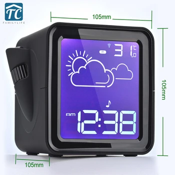 

LED Projector Radio Digital Backlight display Clock Desk Snooze Weather Station Outdoor Temperature Humidity alarm clock