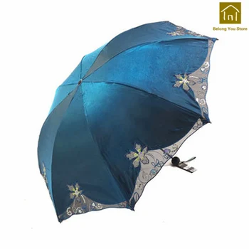 

Folding Umbrella Sunny Rain Women large Guara Chuva Parapluie Pluie Femmes Parapluie Cute Embroidered Umbrella Flower JWKW177