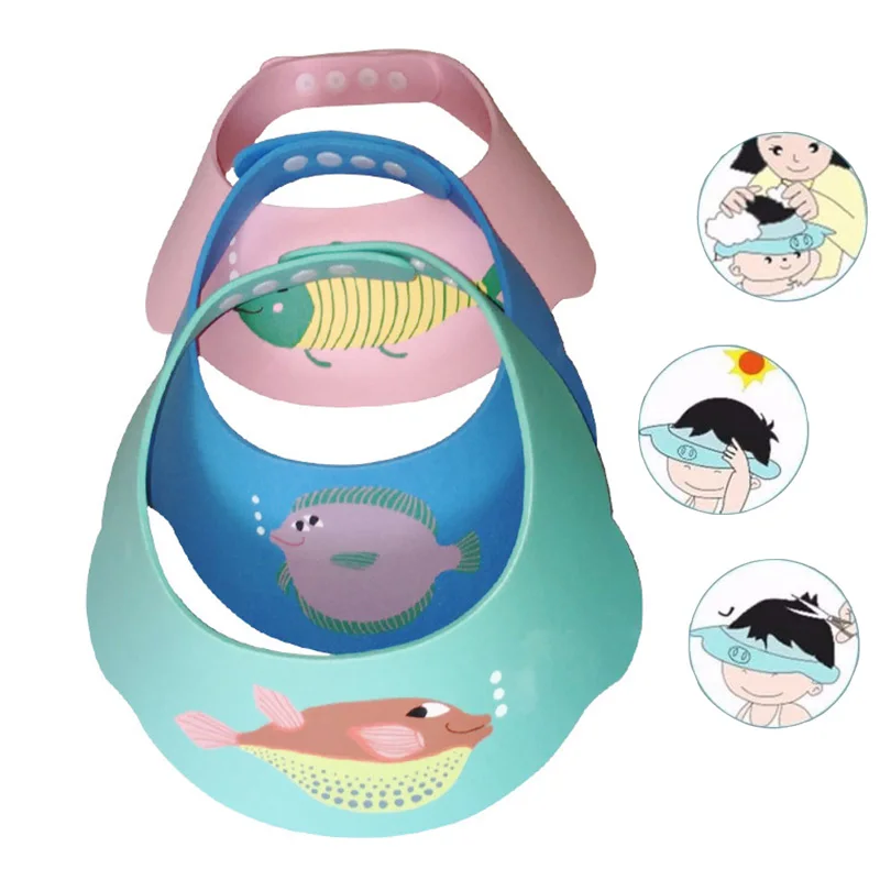 

Resizable Baby Shampoo Cap Hat Cartoon Bath Shower Hair Wash Bathing Protect Kids Baby Wash Cap 40-55cm Head