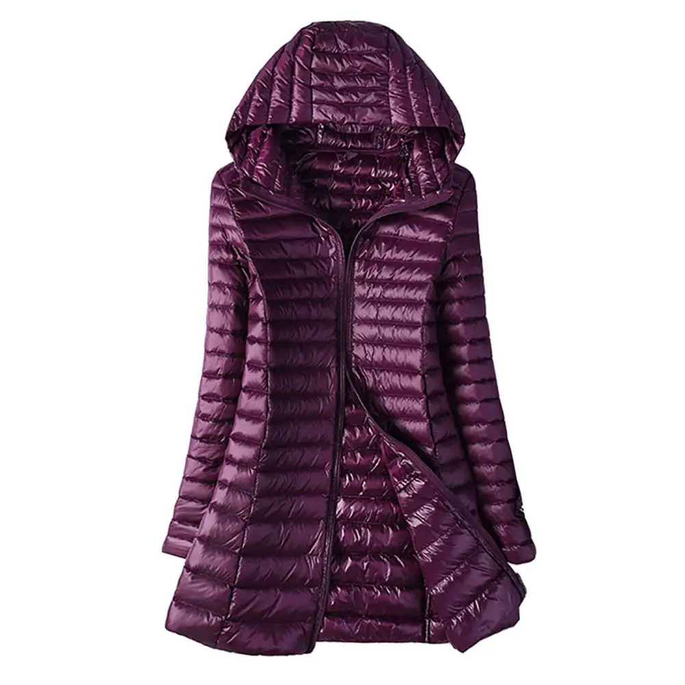 buy  2019 Spring Autumn Women's Long Jacket Coat Parka Simple Quilted Windproof Warm Duck Down Jacket Fe