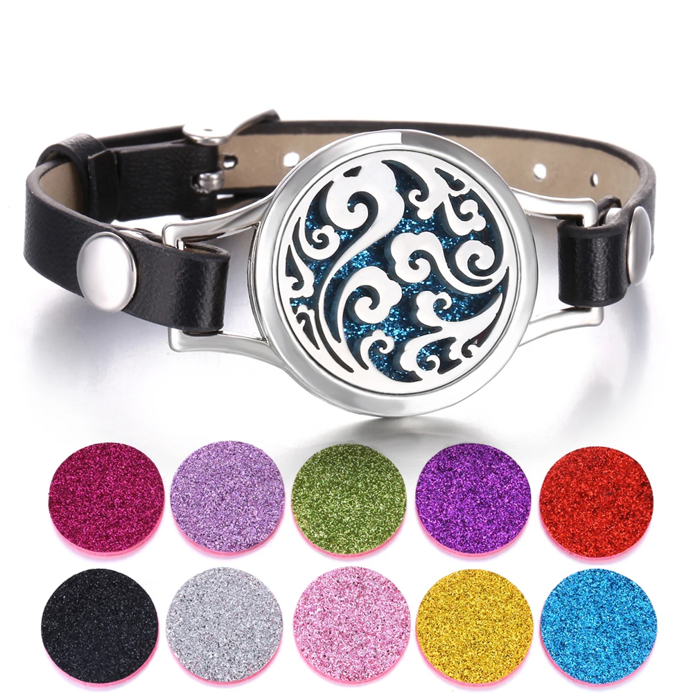 

New Aromatherapy Bracelet Tree of Life Essential Oil Locket Bracelet Twist Screw Pu Leather Bracelets for Women Men Jewelry