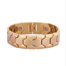 Золотые мужские изделия из титановой стали Анти-усталость браслеты нержавеющая сталь энергия баланс магнитного золота здоровье велосипедный браслет ювелирные изделия