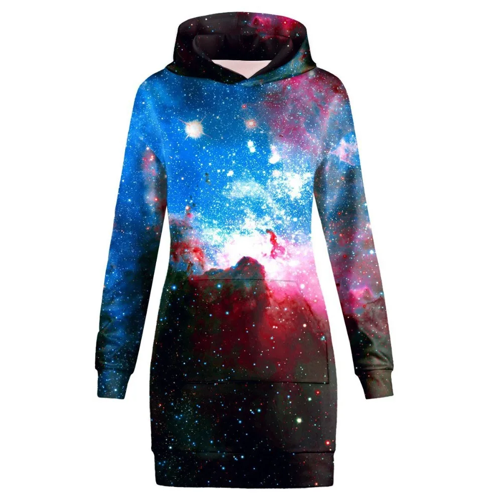 

JSMY New fashion Space Galaxy Starry Sky Long Sweatshirt Casual Pullover Hooded Top