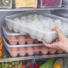 34 сетки яйцо коробка еда контейнер яйца Холодильник Организатор Коробка для хранения четкими