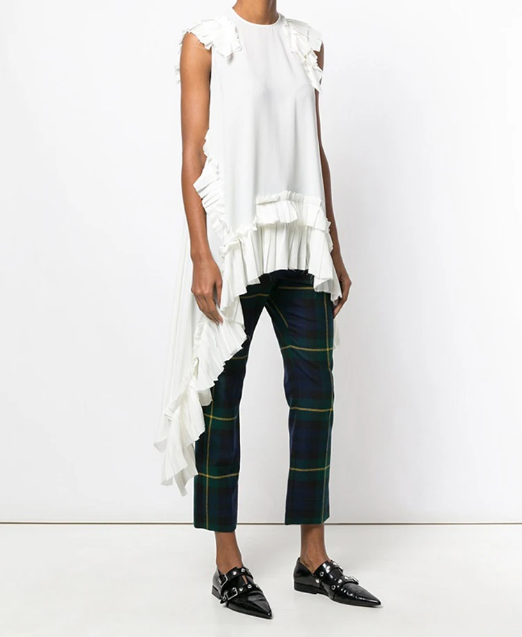 New Fashion Style Irregular Sleeveless Ruffles Hem Blouse Fashion Nova Clothing