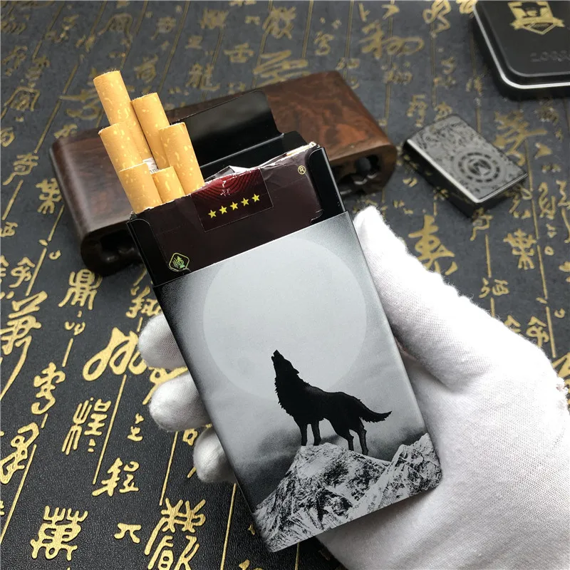Автоматический металлический портсигар Alalinong N13 из алюминиевого сплава King Wolf Totem