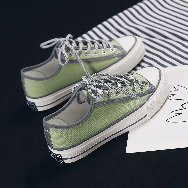 

Canvas Green Shoes Women Casual Comfortable Classic Shallow Zapatos De Mujer Breathable Lace-Up Soft Soles Chaussures Femme