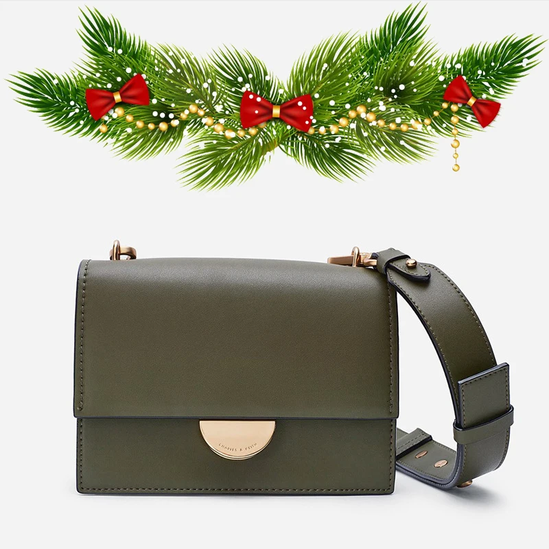 

Autumn and winter models small square bag ladies fashion retro lock design wide shoulder strap shoulder bag
