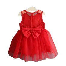 2019 Girls Summer Dress Korean Sweet Bow Lace Red Kids Children Birthday Party Dress Ball Gown White Baby Girl Princess Dresses baby princess dress white flower girls dresses big ball gown short sleeve lace summer girl s dress kids tulle bow gowns e315