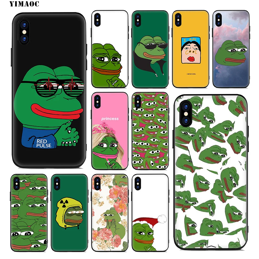 YIMAOC Pepe Funny Frog Cute Soft Silicone Case for iPhone 11 Pro Xr Xs Max X or 10 8 7 6 6S Plus 5 5S SE |