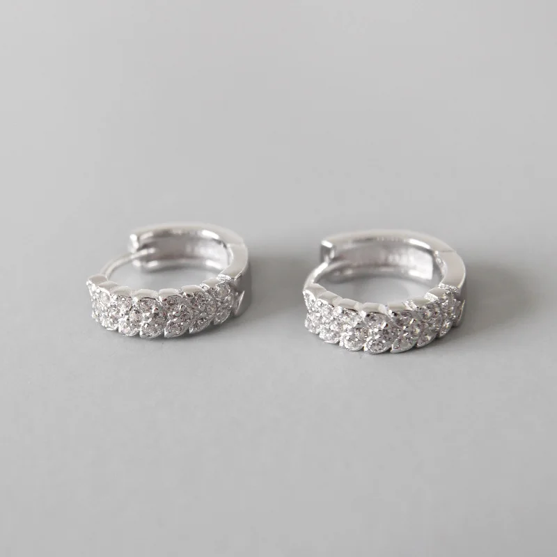 

Child's 10mm SMALL TINNY 100% real. Authentic 925 Sterling silver Whte Zirconia Set Hoop Huggie Earrings Fine jEWELRY E36