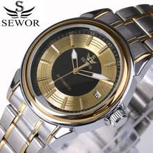 2016 Top Luxury Brand SEWOR Men Automatic Mechanical Watch Full Steel Mens Watches Sports Military Wrist Watches Waterproof