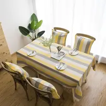 Американская желтая серая полосатая скатерть высокого качества, полосатая скатерть из полиэстера, водонепроницаемая скатерть для обеденного стола, домашняя скатерть ZC008