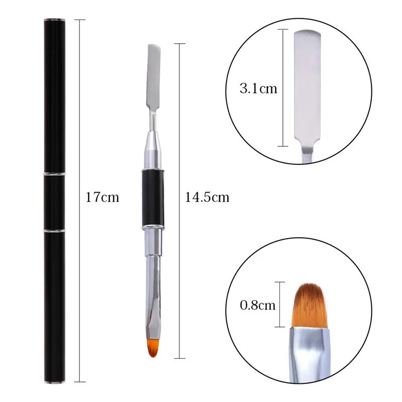 

UV PolyGel Poly Gel Builder Nail Brush Dual-ended Slice Shape Tools For Nail Art Tips Extension Building