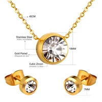 LUXUKISSKIDS Wedding Jewelry Sets Round Big Crystal Pendant Necklace Stud Earrings For Women Classic Fashion Bridal Jewellery 4
