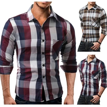 

ZOGAA Brand New Mens Shirts Casual Slim Fit Cotton Plaid Shirt Long Sleeve Tops Dress Shirt for Men Clothing 2019 Men Shirts