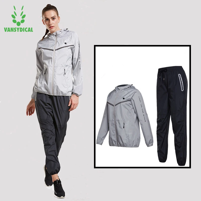 Vansydical Sweat Suit Women Sports Tracksuit Running Suits Fitness Lose