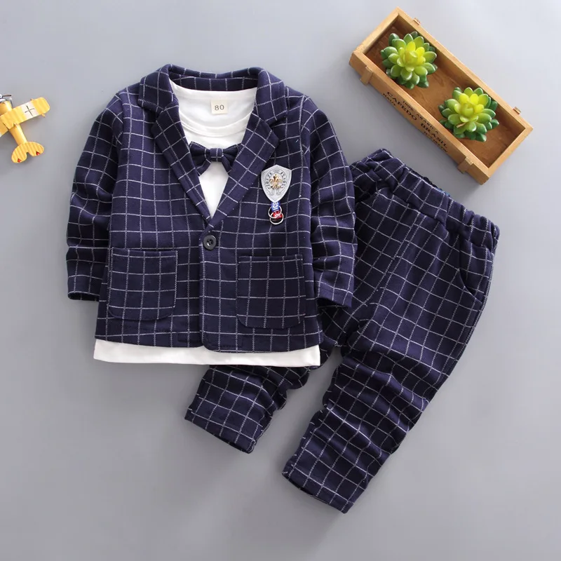 

BibiCola Kids Boys Gentleman Style Clothing Sets Baby Boys Spring Autumn Clothing Suit Children Fashion Plaid Party Costume Suit