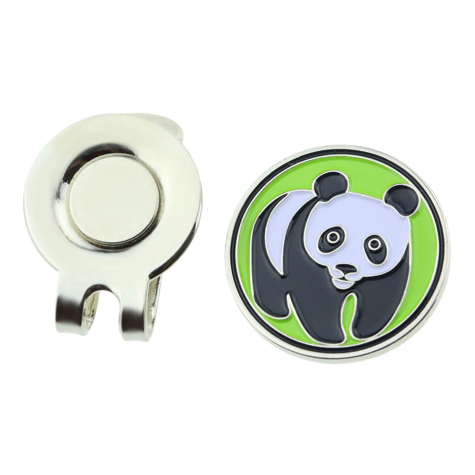 gohantee 1PC Panda Pattern Design Alloy Golf Balls Mark W/ Magnetic Hat Visor Clip Portable Golf Cap Accessories Hat Decoration