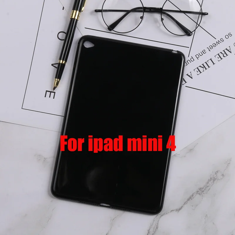 

For iPad Mini 4 Case Black Soft TPU Gel Silicone Bumper Case Back Black Protective Transparent Cover for Apple iPad Mini 4