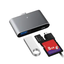 OTG USB 3,0 тип-c кард-ридер с двумя портами SD Micro USB многофункциональный переходник для телефона компьютера передачи данных использовать серый