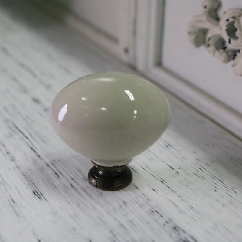 25*35*35mm Grey color Ceramic knobs oval kitchen drawer pulls