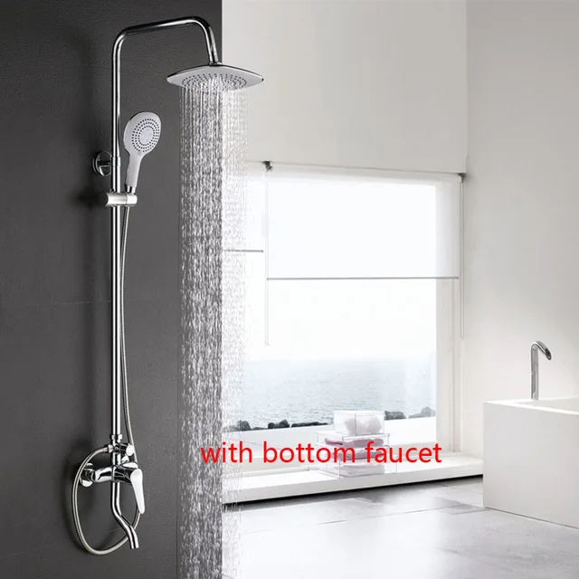 Online Dofaso Copper Bathroom Rain Shower Sets Bath Tap Dofaso Copper Bathroom Rain Shower Sets Bath Tap Faucet Chrome Set Faucets And Waterfall Showers Water Saving