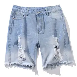 2018 человек Шорты летние шорты джинсы мужчины тренд 5XL Большие размеры отверстие roipped джинсовые шорты мужские