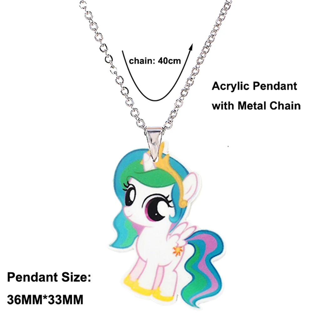 Menglina Fashion Cute Cartoon Horse Acrylic Pendant Necklace For Children Silver Tone Chain Resin Flatback Children's Jewelry Menglina Fashion Cute Cartoon Horse Acrylic Pendant Necklace For Children Silver Tone Chain Resin Flatback Children's Jewelry
