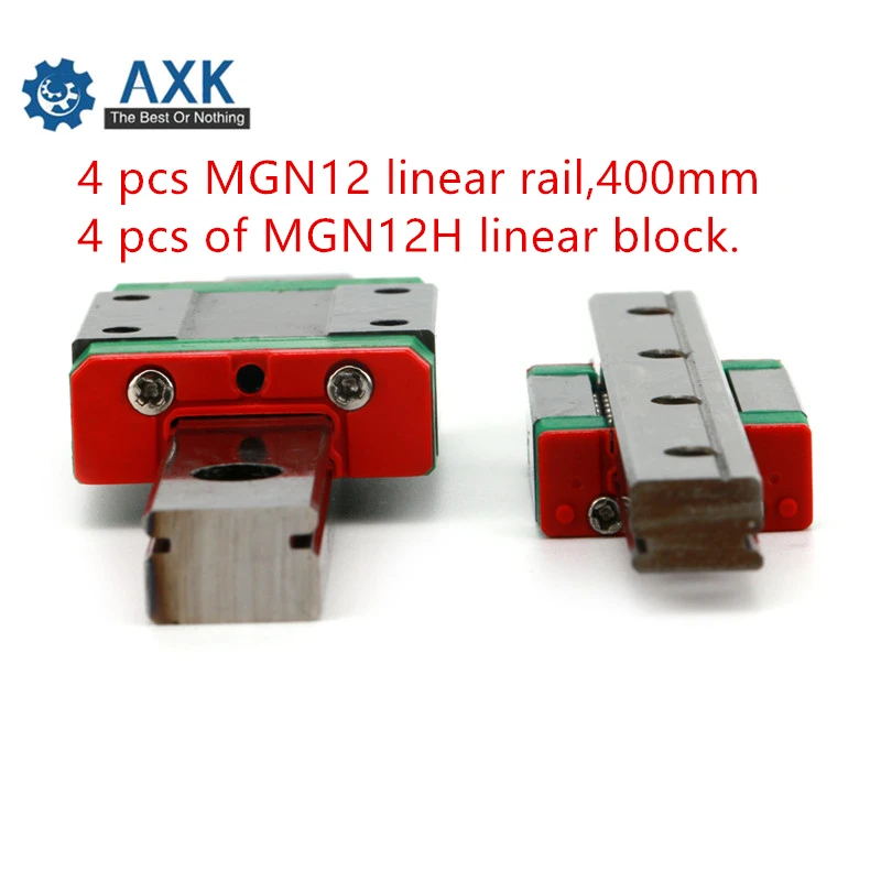 

4 pcs Kossel Mini for 12mm Linear Guide MGN12 400mm linear rail + MGN12H Long linear carriage for CNC X Y Z Axis 3d printer part