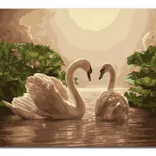 MOLEK DIY картина маслом по номерам набор любовных лебедей животных акриловая живопись на холсте домашний Декор стены искусства для гостиной