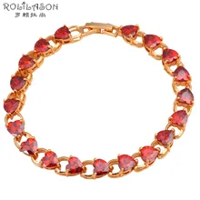 Red Crystal Prong Setting Gold Tone Garnet Bracelets AAA Zircon Health Nickel & Lead free Fashion jewelry TBS775