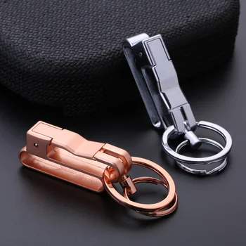 

Minimalist Zinc Alloy Keychain Belt Hanging Car Key Chain with 2 Rings Luxury Key Holder Wallet EDC Housekeeper For Man