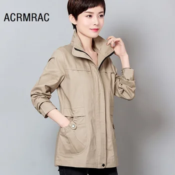 

ACRMRAC Women jacket Slim Spring and autumn Coats Solid color Long sleeve jacket Women YYYQ-8832