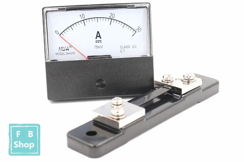 1pcs 670 30A Analog Amp Panel Meter Current Ammeter DC 0-30A Shunt
