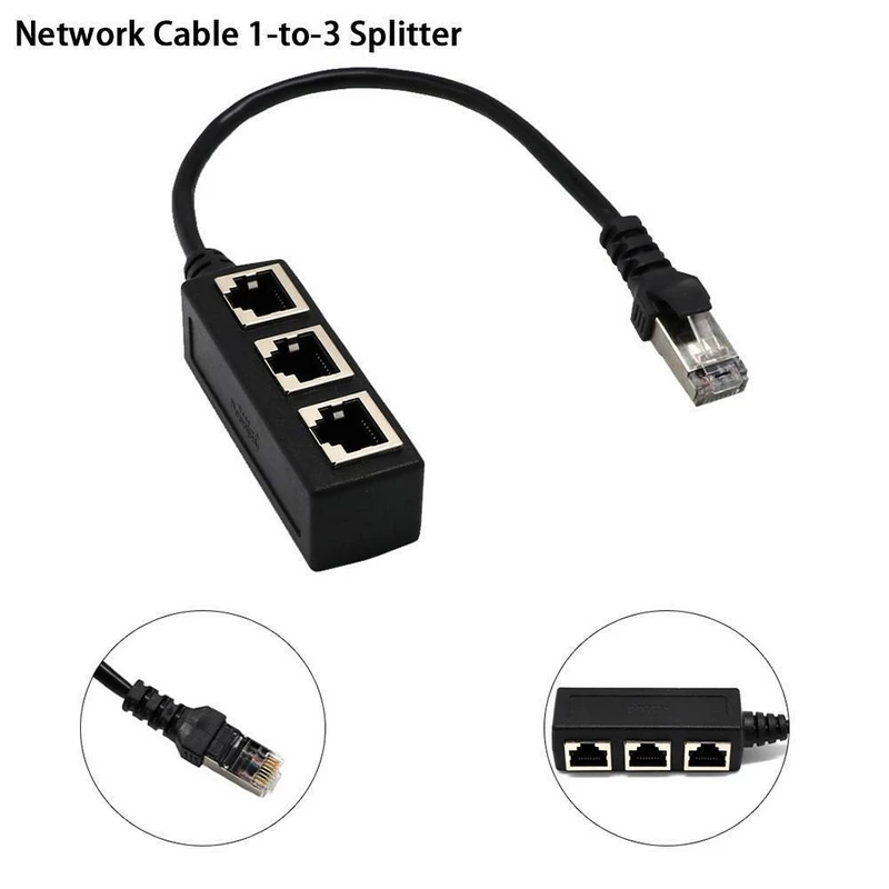 Mayitr 1 to 3 Socket LAN Ethernet Network RJ45 Plug Splitter Extender Connector Adapter Computer Cable Connector Onsale