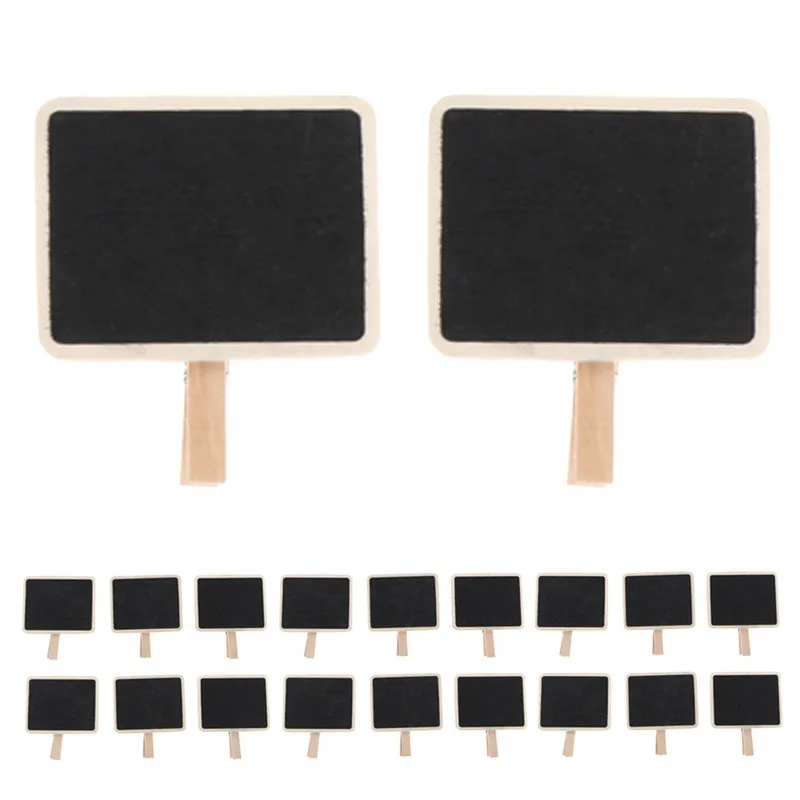 

20pcs Mini Retangle Chalkboard Blackboard Clip Tag Crafts for Wedding Party Table Decoration