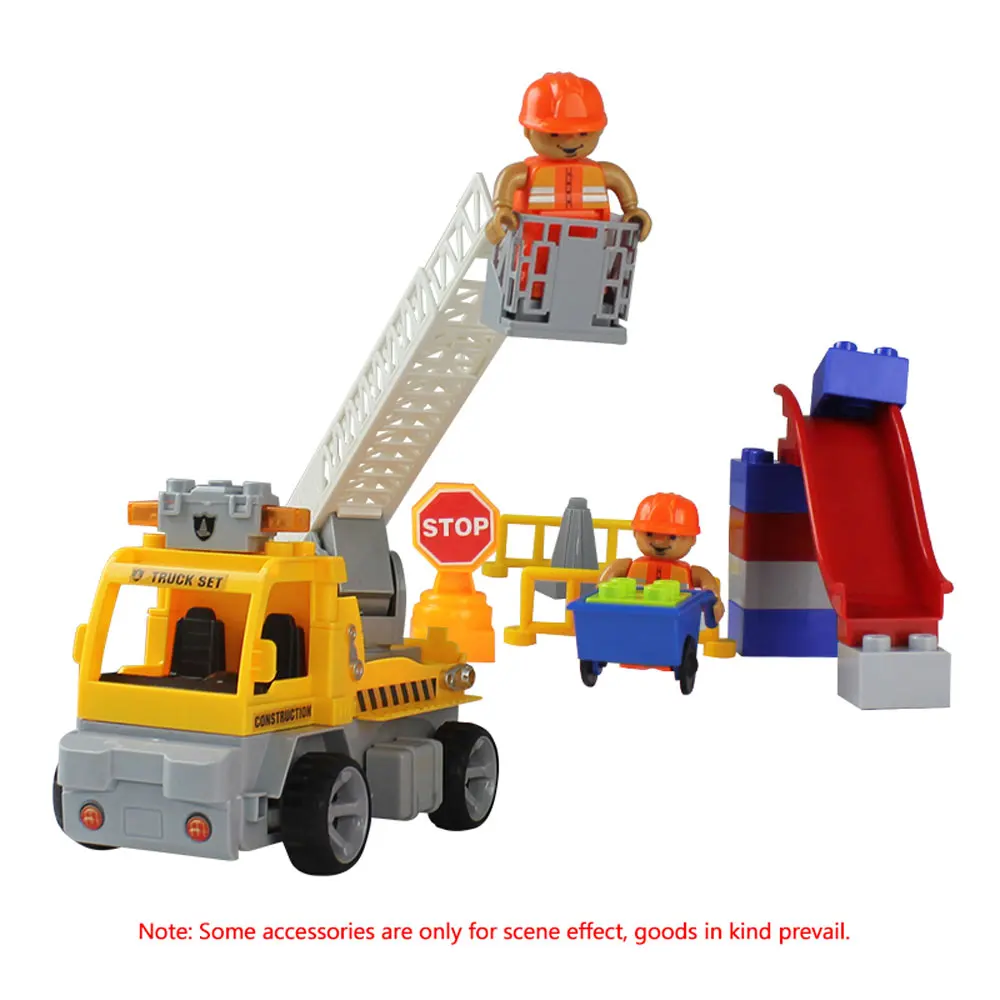 

16Pcs DIY Building Blocks Car 1:18 Infrared Remote Control RC Car Aerial Ladder Truck Toy Christmas Present Gift for Kids