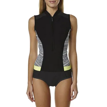 

New One-piece swimsuit zipper Female Long Sleeve Stitching European style Sport Outdoor Women surf Swimsuit