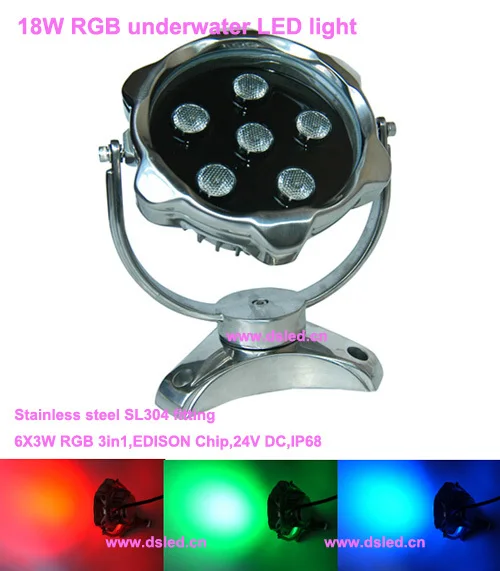 

IP68,DMX compitable,high power 18W outdoor RGB underwater LED light,RGB LED pool light,24V DC, DS-10-9-18W-RGB,6X3W RGB 3in1