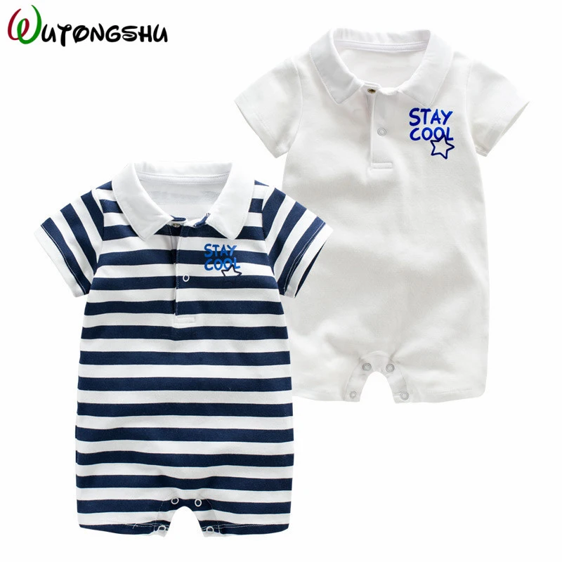 

Genuine Product Baby Boy Romper Short Sleeve Stripe One Piece baby Jumpsuit Newborn infant clothing Summer Newborn Boy Clothes